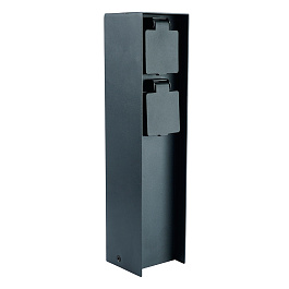 Розетка уличная Feron TM200, 220-230V, 16A, IP44, 70*70*300мм, черный